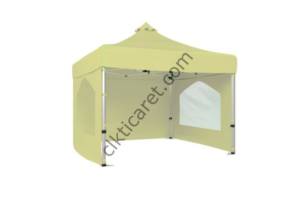 CLK 4x4 40 mm Katlanabilir Tente Gazebo Çadır Gazebo Çadır 3 Yan Duvarlı 2 Pencereli Krem