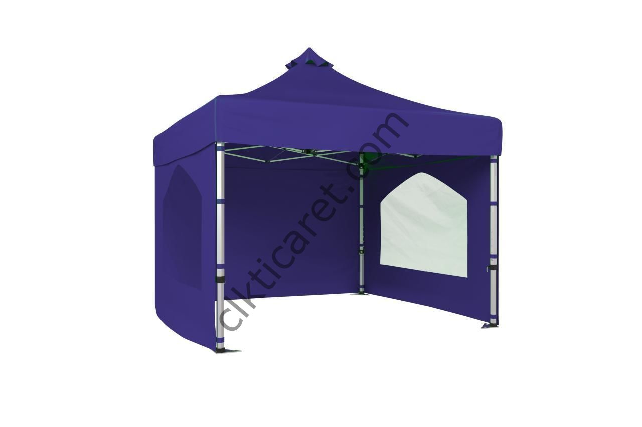 CLK 4x4 40 mm Katlanabilir Tente Gazebo Çadır Gazebo Çadır 3 Yan Duvarlı 2 Pencereli Lacivert