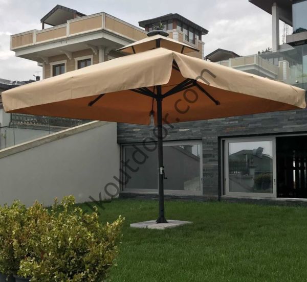 CLK 4x4 Metre Saçaklı LUX Model Krank Sistem Teleskopik Şemsiye Q90 Profil