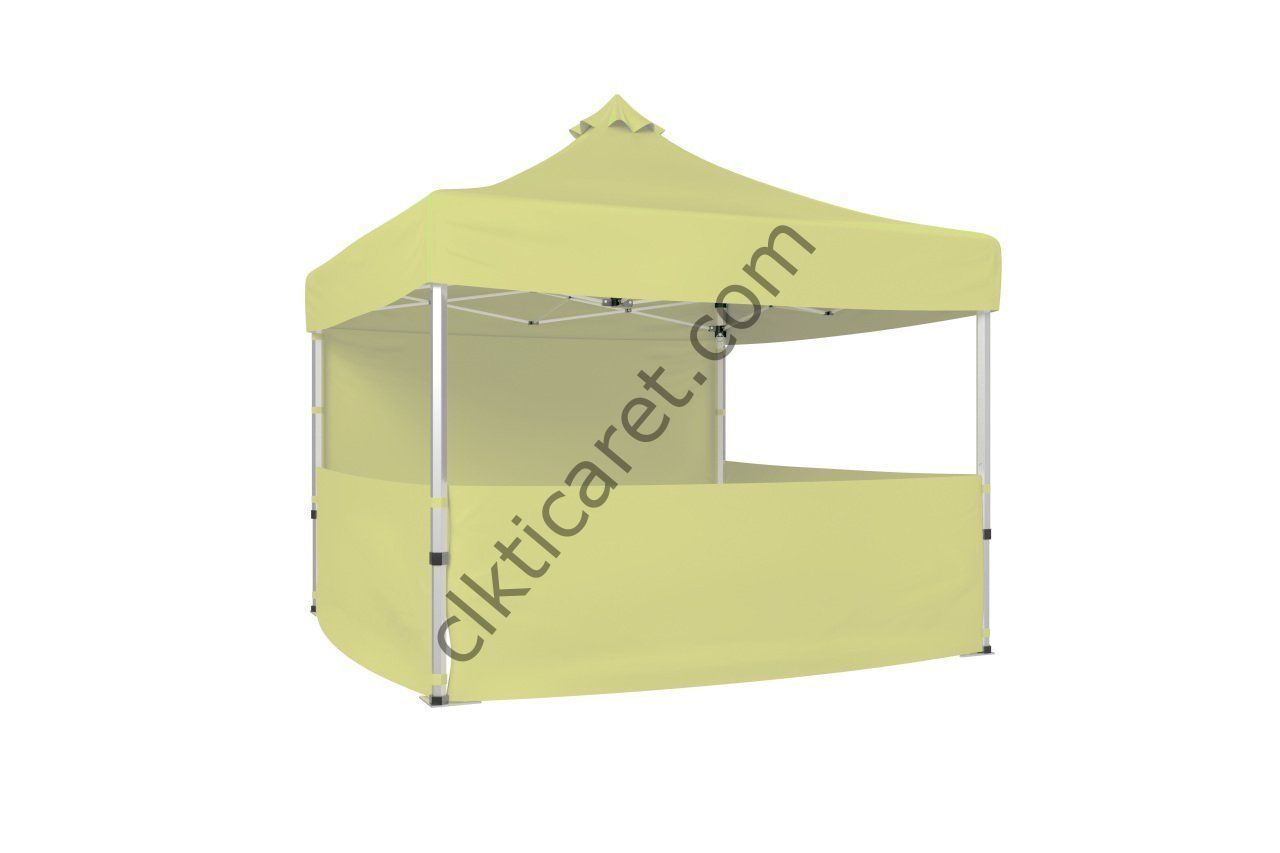 CLK 4x4 40 mm Katlanabilir Tente Gazebo Çadır Gazebo Çadır 1 Tam Duvar 3 Yarım Duvar Açık Gri
