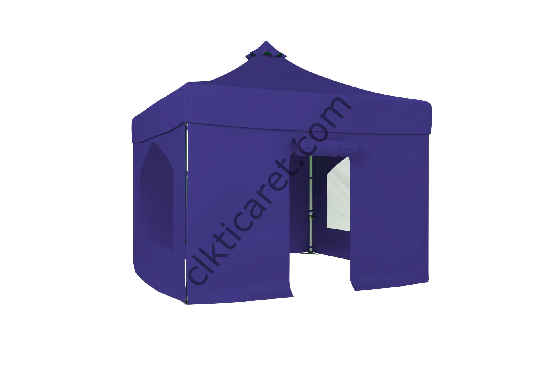 CLK 3x3 Katlanabilir Tente Gazebo Portatif Çadır 30 mm 2 Yan Pencereli 1 Yan Aksesuarsız 1 Yan Kapılı Lacivert