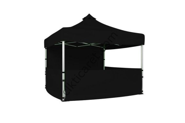 CLK 4x4 40 mm Katlanabilir Tente Gazebo Çadır Gazebo Çadır 1 Tam Duvar 3 Yarım Duvar Siyah