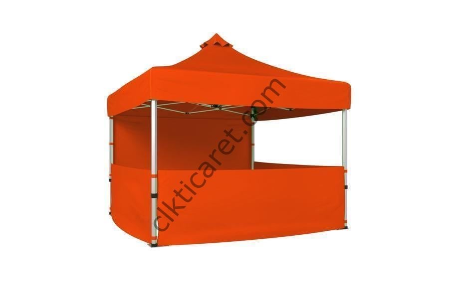CLK 4x4 40 mm Katlanabilir Tente Gazebo Çadır Gazebo Çadır 1 Tam Duvar 3 Yarım Duvar Turuncu
