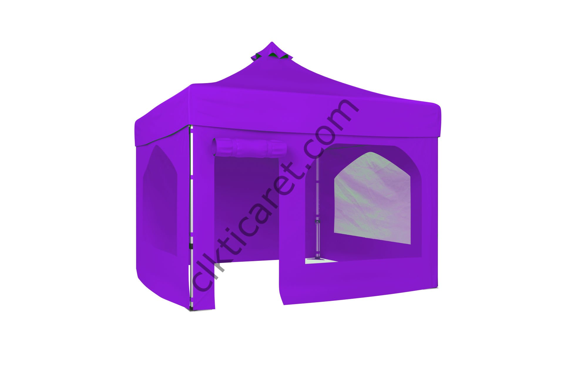 CLK 3x3 Katlanabilir Tente Gazebo Portatif Çadır 30 mm 2 Yan Pencereli 1 Yan Aksesuarsız 1 Yan Kapı ve Pencereli Lila