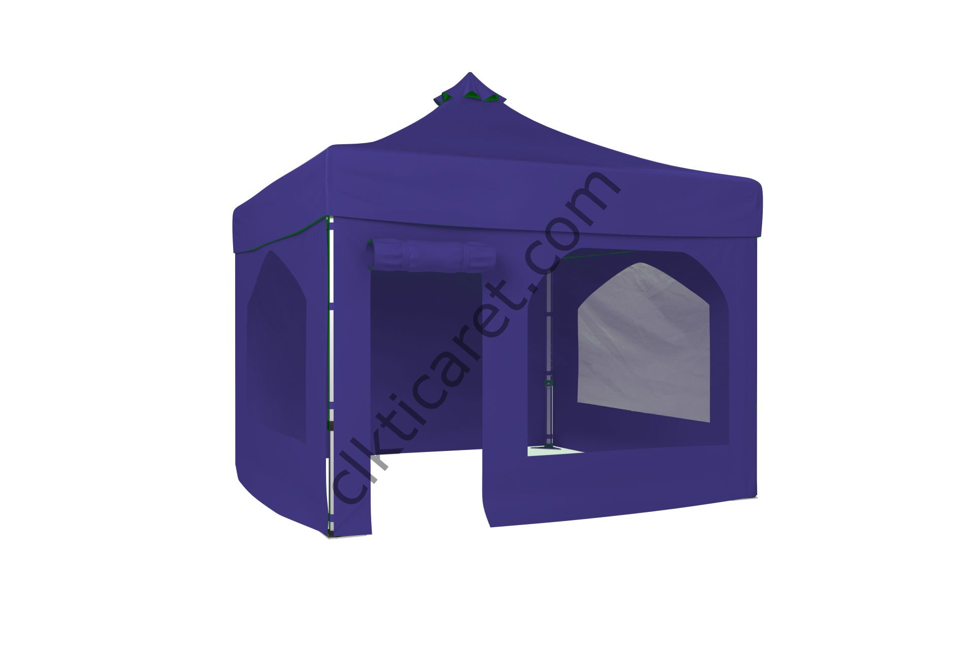 CLK 3x3 Katlanabilir Tente Gazebo Portatif Çadır 30 mm 2 Yan Pencereli 1 Yan Aksesuarsız 1 Yan Kapı ve Pencereli Lacivert