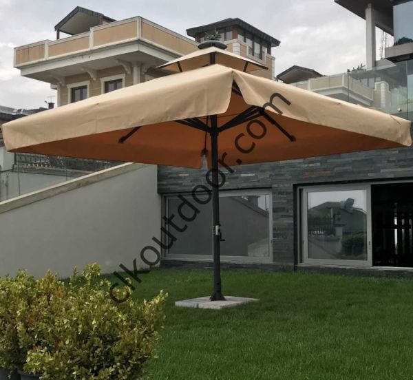 CLK 4,5x4,5 Metre Saçaklı LUX Model Krank Sistem Teleskopik Şemsiye Q90 Profil