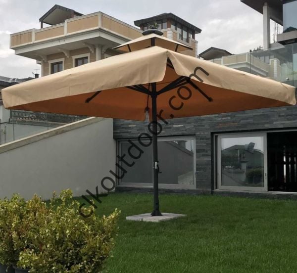 CLK 4,5x4,5 Metre Saçaklı LUX Model Krank Sistem Teleskopik Şemsiye Q90 Profil