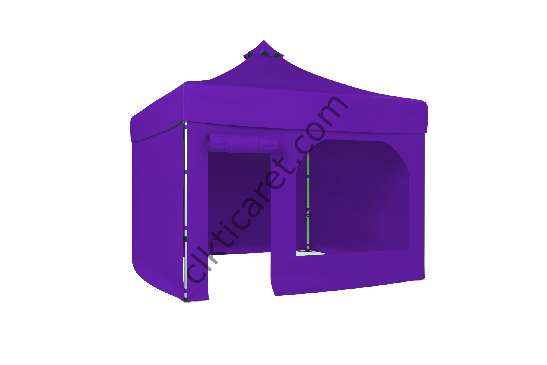 CLK 3x3 Katlanabilir Tente Gazebo Portatif Çadır 30 mm 3 Yan Kapalı 1 Yan Kapı ve Pencereli Mor