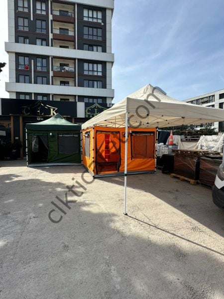 CLK 3x6 Verendalı 40 mm Profil Portatif Katlanır Gazebo Kamp Çadır Turuncu