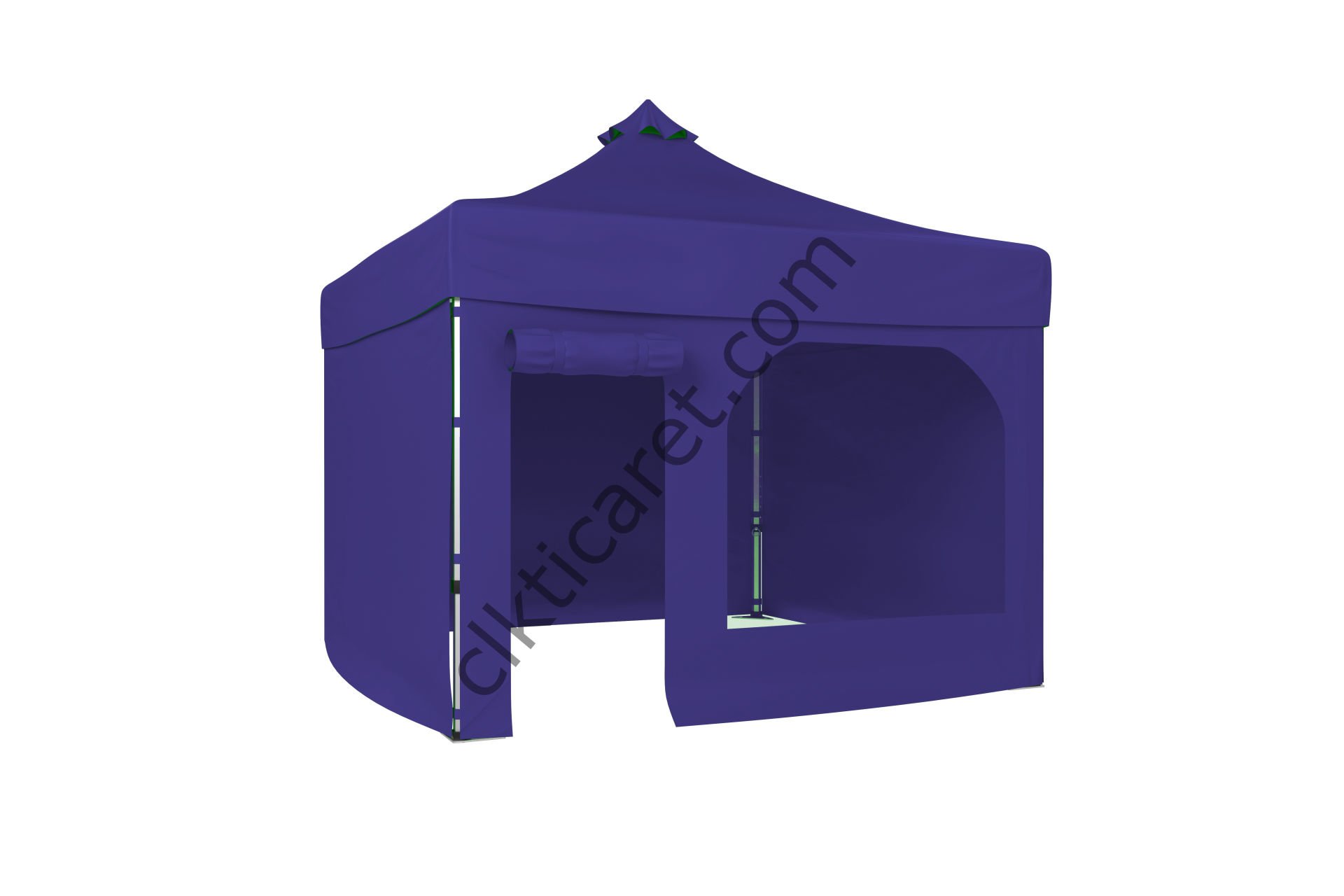 CLK 3x3 Katlanabilir Tente Gazebo Portatif Çadır 30 mm 3 Yan Kapalı 1 Yan Kapı ve Pencereli Lacivert