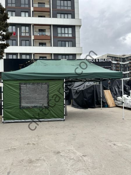 CLK 3x6 Verendalı 30 mm Profil Katlanır Portatif Gazebo Kamp Çadır Yeşil