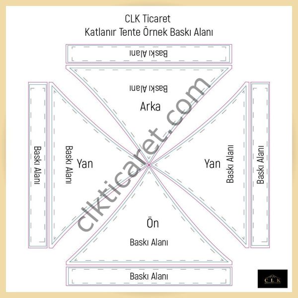 CLK 3x3 mt Tavan Logo Baskılı Gazebo Katlanabilir Tente Stand Tanıtım Fuar Çadırı