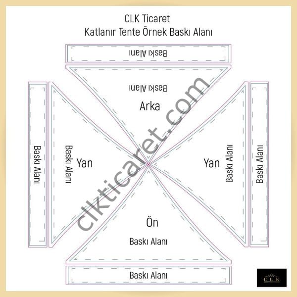 CLK 3x3 mt Tavan Logo Baskılı Gazebo Katlanabilir Tente Stand Tanıtım Fuar Çadırı
