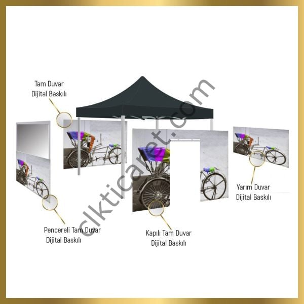CLK 2x2 mt Tavan Logo Baskılı Gazebo Katlanabilir Tente Stand Tanıtım Fuar Çadırı