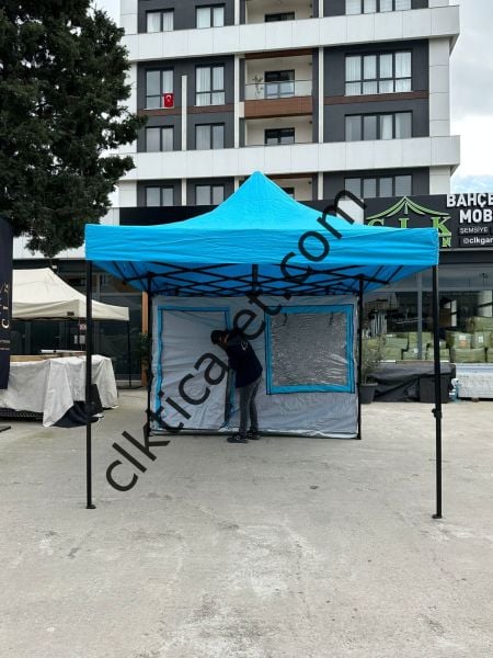 CLK 3x6 Verendalı 40 mm Profil Katlanır Portatif Gazebo Kamp Çadır Açık Gri