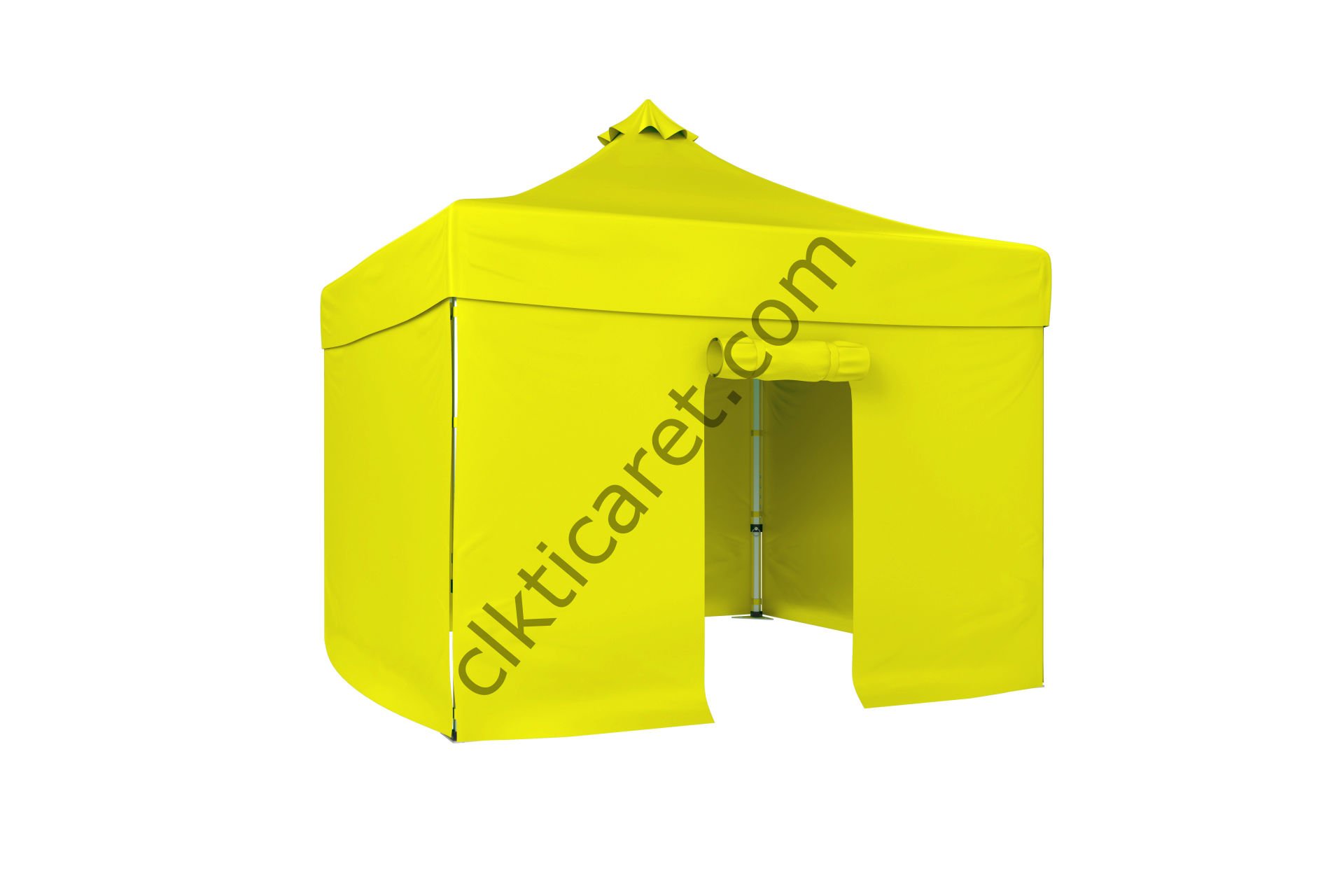 CLK 3x3 Katlanabilir Tente Gazebo Portatif Çadır 30 mm 3 Yan Kapalı 1 Kapılı Sarı