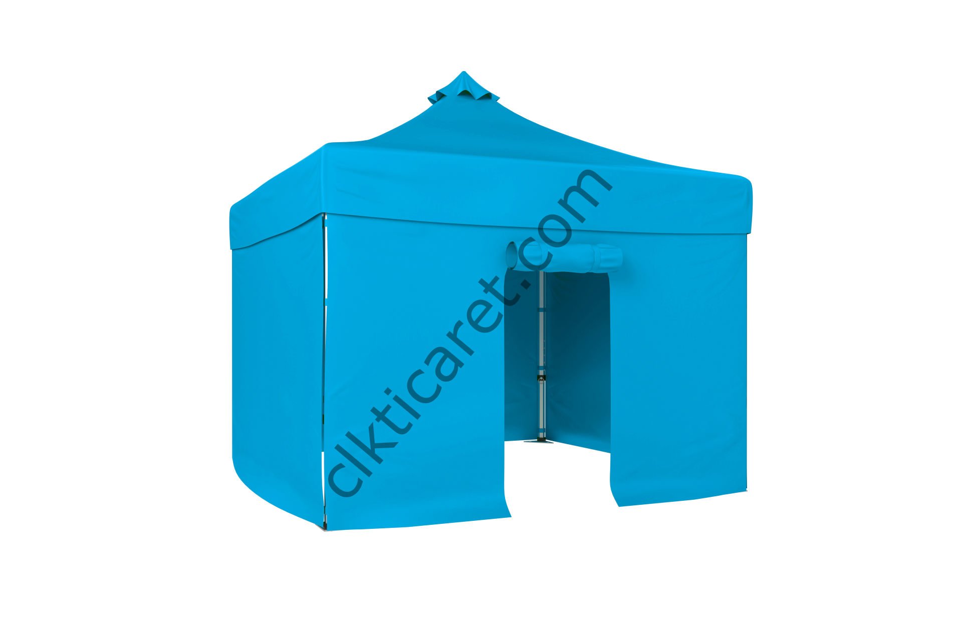 CLK 3x3 Katlanabilir Tente Gazebo Portatif Çadır 30 mm 3 Yan Kapalı 1 Kapılı Açık Mavi (Turkuaz)