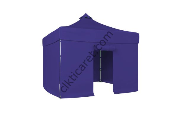 CLK 3x3 Katlanabilir Tente Gazebo Portatif Çadır 30 mm 3 Yan Kapalı 1 Kapılı Lacivert