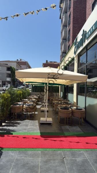 CLK 3x3 mt Castle İpli Logo Baskılı Cafe Restoran Şemsiye İmalatı ve Satışı