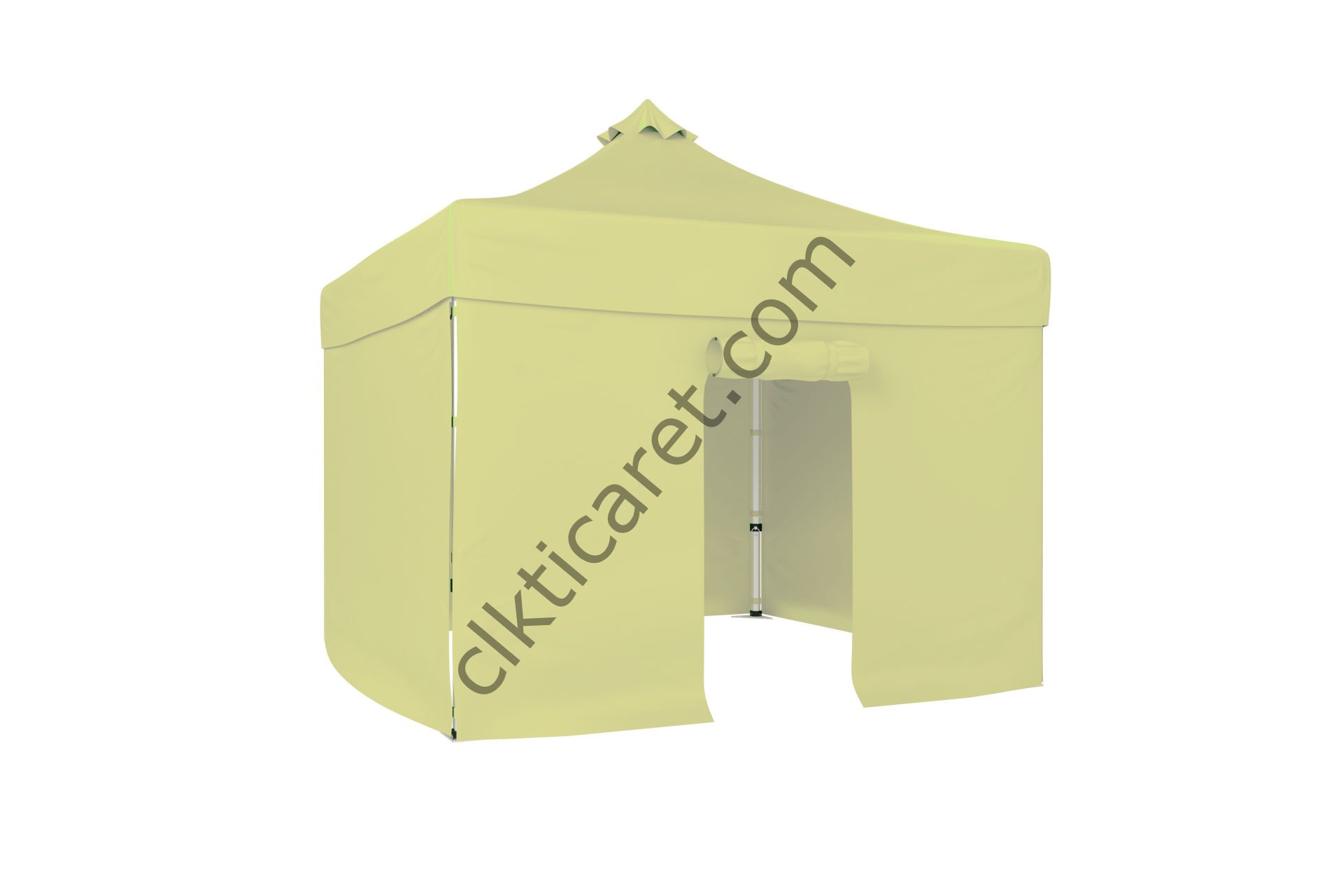 CLK 3x3 Katlanabilir Tente Gazebo Portatif Çadır 30 mm 3 Yan Kapalı 1 Kapılı Krem