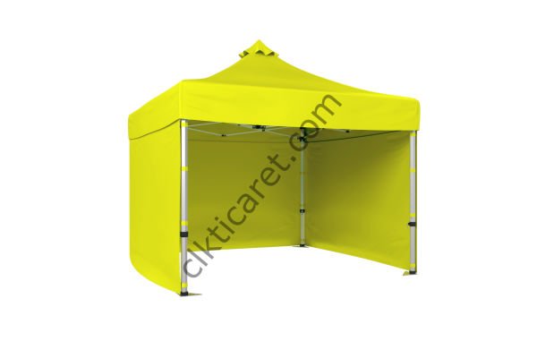 CLK 3x3 Katlanabilir Tente Gazebo Portatif Çadır 30 mm 3 Yan Kapalı Sarı