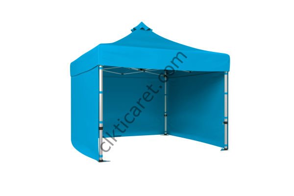 CLK 3x3 Katlanabilir Tente Gazebo Portatif Çadır 30 mm 3 Yan Kapalı Açık Mavi (Turkuaz)