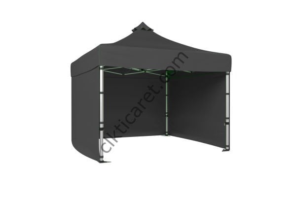 CLK 3x3 Katlanabilir Tente Gazebo Portatif Çadır 30 mm 3 Yan Kapalı Gri