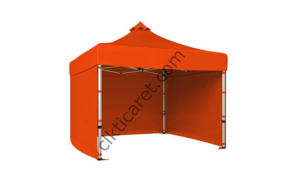 CLK 3x3 Katlanabilir Tente Gazebo Portatif Çadır 30 mm 3 Yan Kapalı Turuncu
