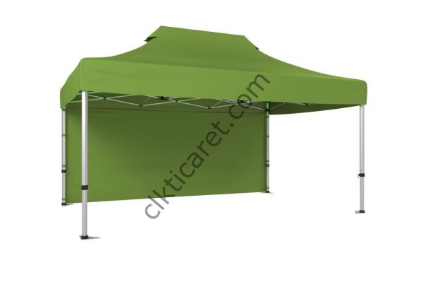 CLK 3x4,5 40 mm Katlanabilir Tente Gazebo Çadır Gazebo Çadır Arkası Kapalı Haki Askeri Yeşil