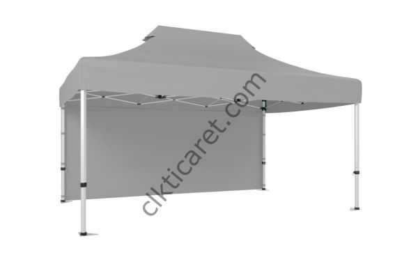 CLK 3x4,5 40 mm Katlanabilir Tente Gazebo Çadır Gazebo Çadır Arkası Kapalı Açık Gri