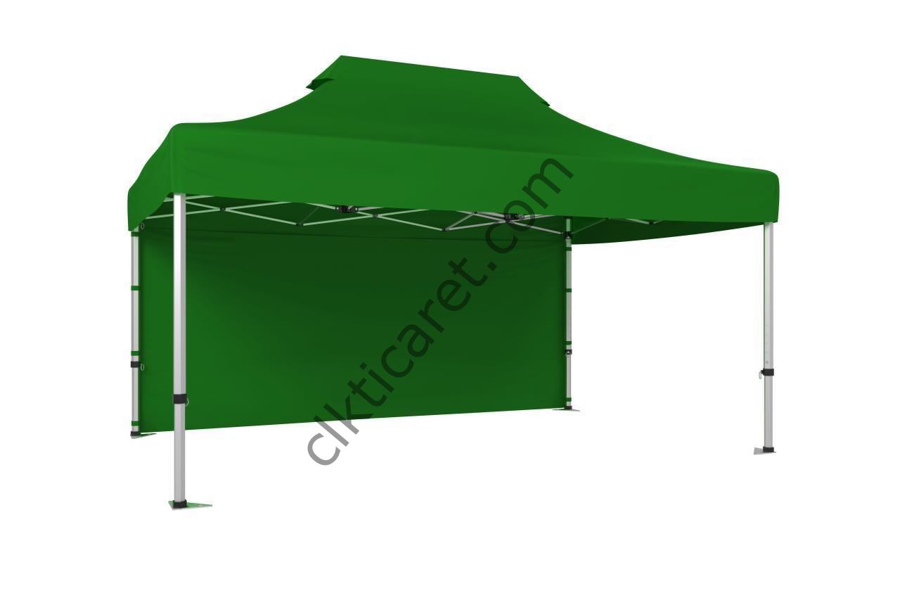 CLK 3x4,5 40 mm Katlanabilir Tente Gazebo Çadır Gazebo Çadır Arkası Kapalı Benetton Yeşil