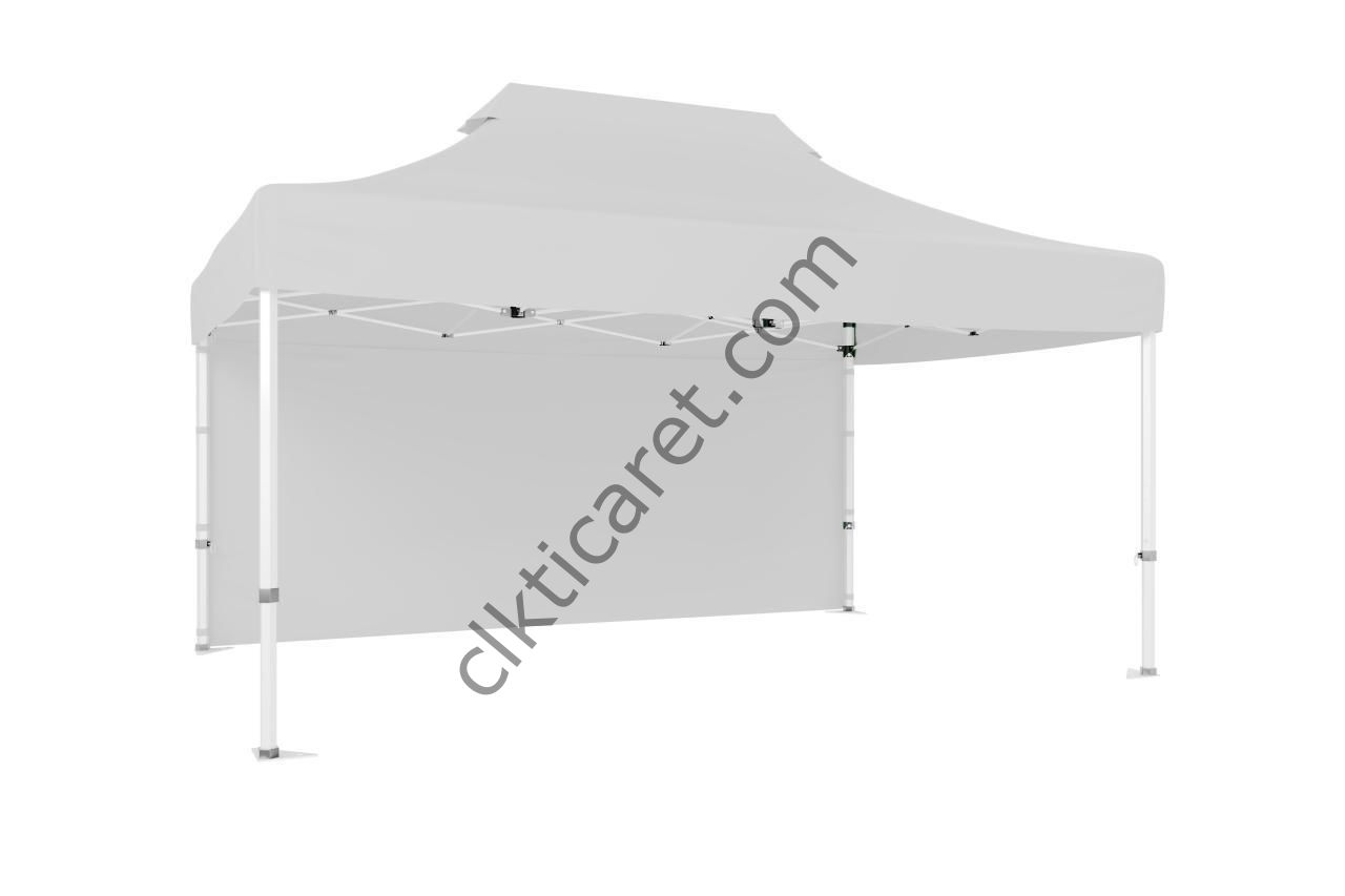 CLK 3x4,5 40 mm Katlanabilir Tente Gazebo Çadır Gazebo Çadır Arkası Kapalı Beyaz