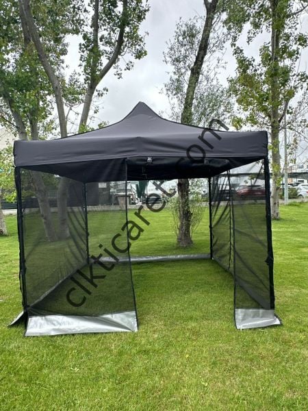 CLK 3x3 40 mm Dekoratif Gazebo Çadır Bungalow Garden Model Sineklikli Perde Katlanır Portatif Bahçe Çadır Tente Çardak