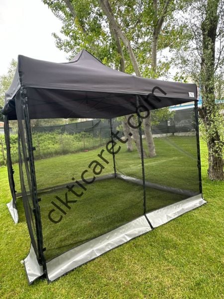 CLK 3x3 40 mm Dekoratif Gazebo Çadır Bungalow Garden Model Sineklikli Perde Katlanır Portatif Bahçe Çadır Tente Çardak