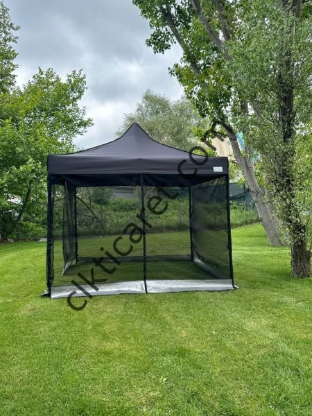 CLK 3x3 40 mm Dekoratif Gazebo Çadır Bungalow Garden Model Sineklikli Perde Katlanır Portatif Bahçe Çadır Tente Çardak