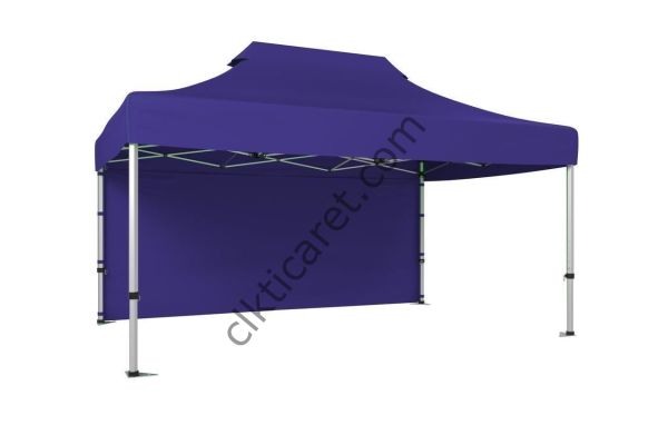 CLK 3x4,5 40 mm Katlanabilir Tente Gazebo Çadır Gazebo Çadır Arkası Kapalı Lacivert