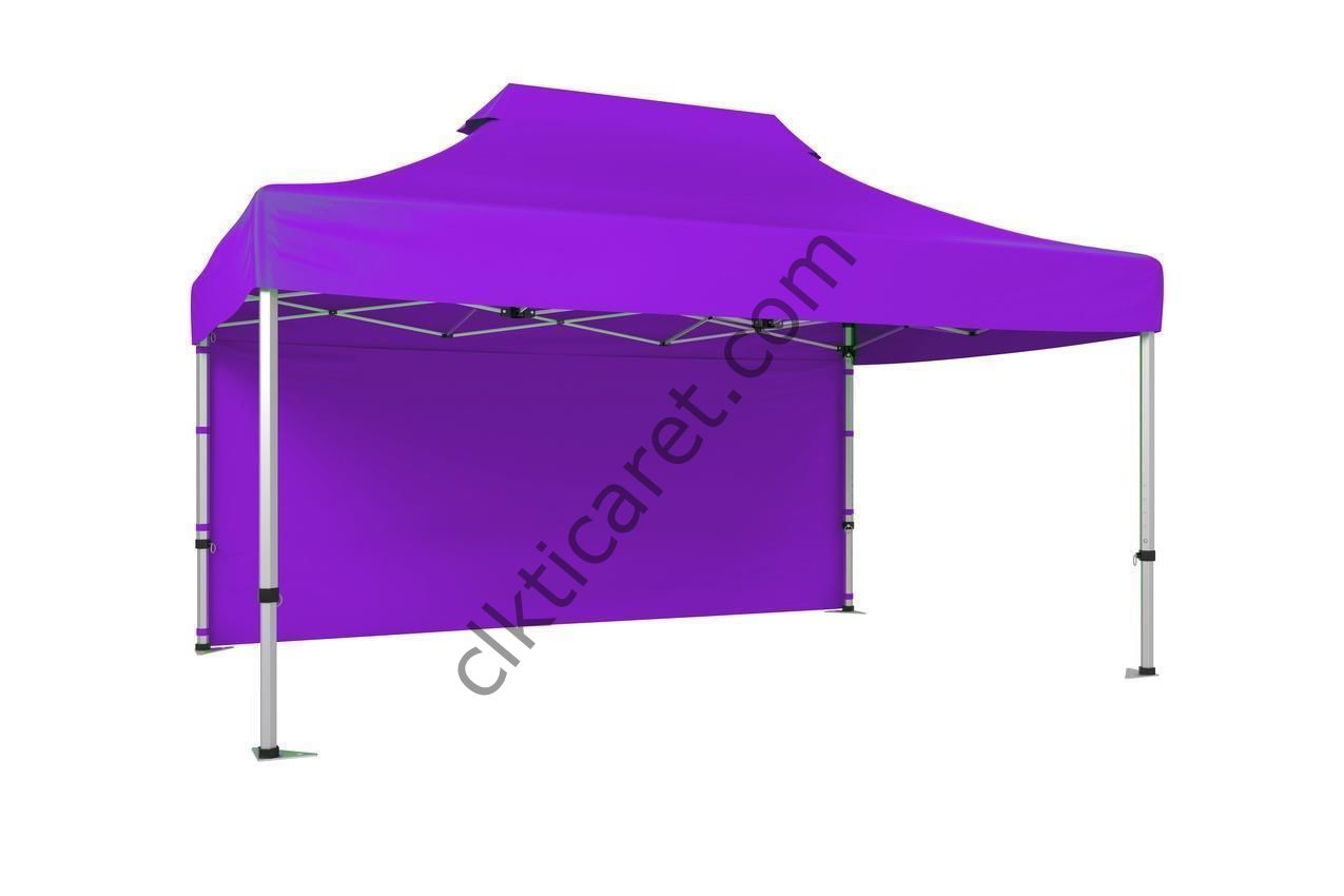 CLK 3x4,5 40 mm Katlanabilir Tente Gazebo Çadır Gazebo Çadır Arkası Kapalı Lila