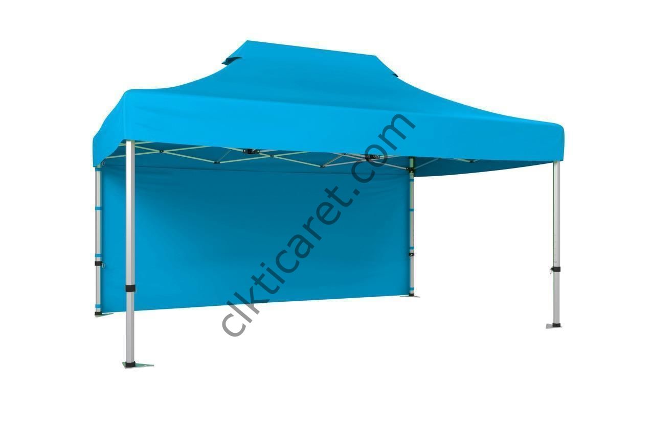 CLK 3x4,5 40 mm Katlanabilir Tente Gazebo Çadır Gazebo Çadır Arkası Kapalı Açık Mavi (Turkuaz)