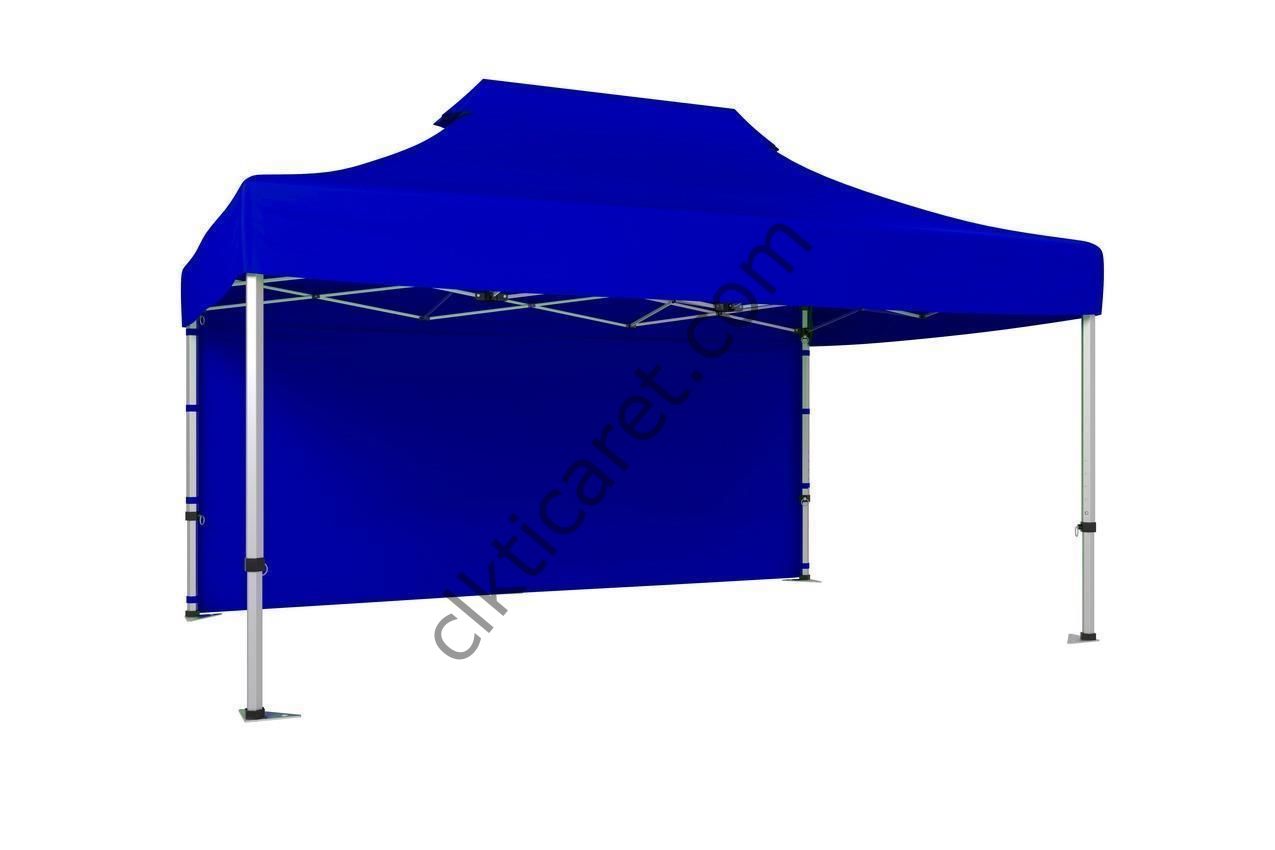 CLK 3x4,5 40 mm Katlanabilir Tente Gazebo Çadır Gazebo Çadır Arkası Kapalı Saks Mavi