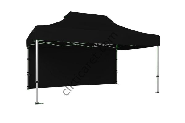 CLK 3x4,5 40 mm Katlanabilir Tente Gazebo Çadır Gazebo Çadır Arkası Kapalı Siyah