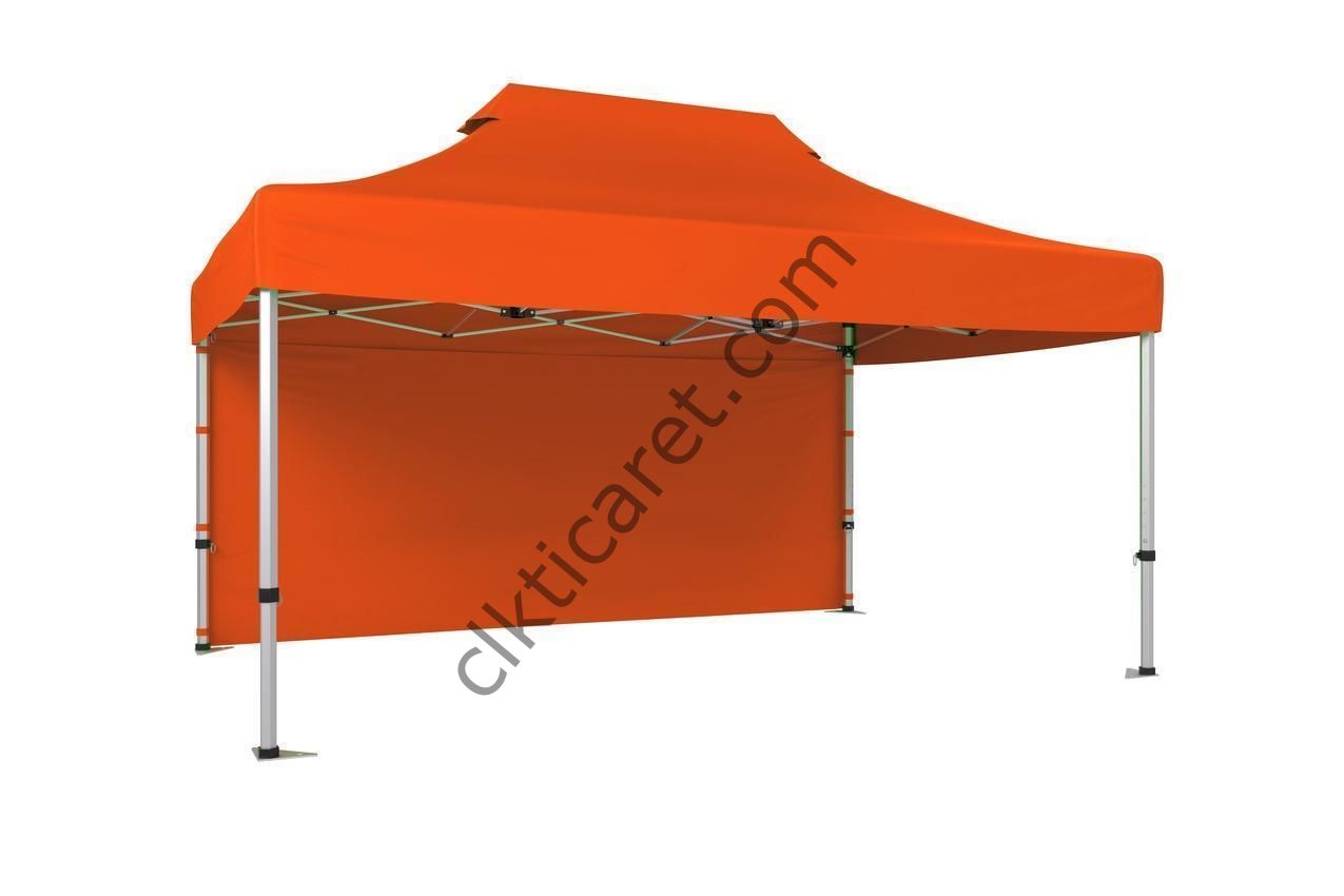 CLK 3x4,5 40 mm Katlanabilir Tente Gazebo Çadır Gazebo Çadır Arkası Kapalı Turuncu