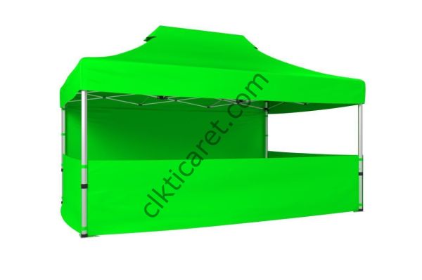CLK 3x4,5 40 mm Katlanabilir Tente Gazebo Çadır Gazebo Çadır 1 Tam Duvar 3 Yarım Duvar Açık Yeşil