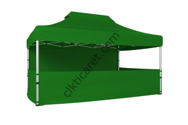 CLK 3x4,5 40 mm Katlanabilir Tente Gazebo Çadır Gazebo Çadır 1 Tam Duvar 3 Yarım Duvar Benetton Yeşil