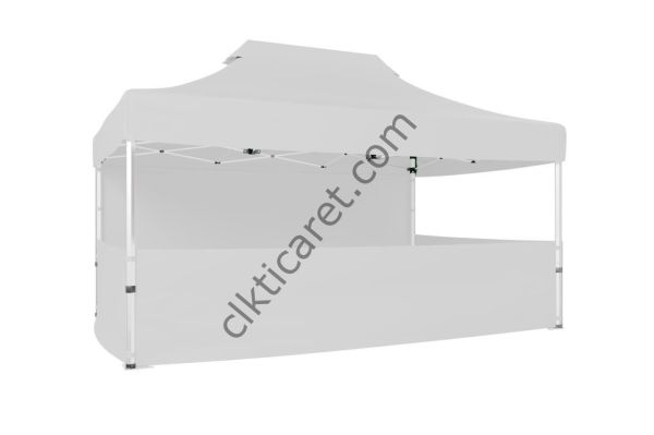 CLK 3x4,5 40 mm Katlanabilir Tente Gazebo Çadır Gazebo Çadır 1 Tam Duvar 3 Yarım Duvar Beyaz