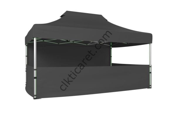 CLK 3x4,5 40 mm Katlanabilir Tente Gazebo Çadır Gazebo Çadır 1 Tam Duvar 3 Yarım Duvar Gri