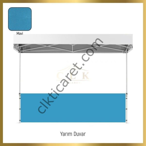 CLK 3x4,5 40 mm Katlanabilir Tente Gazebo Çadır Gazebo Çadır 1 Tam Duvar 3 Yarım Duvar Gri