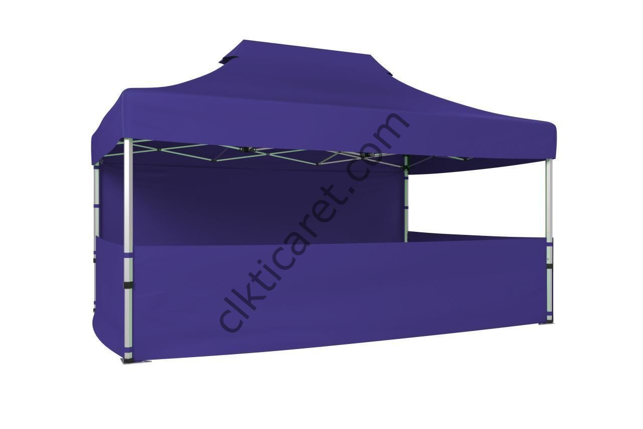 CLK 3x4,5 40 mm Katlanabilir Tente Gazebo Çadır Gazebo Çadır 1 Tam Duvar 3 Yarım Duvar Lacivert