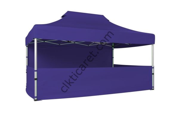 CLK 3x4,5 40 mm Katlanabilir Tente Gazebo Çadır Gazebo Çadır 1 Tam Duvar 3 Yarım Duvar Lacivert