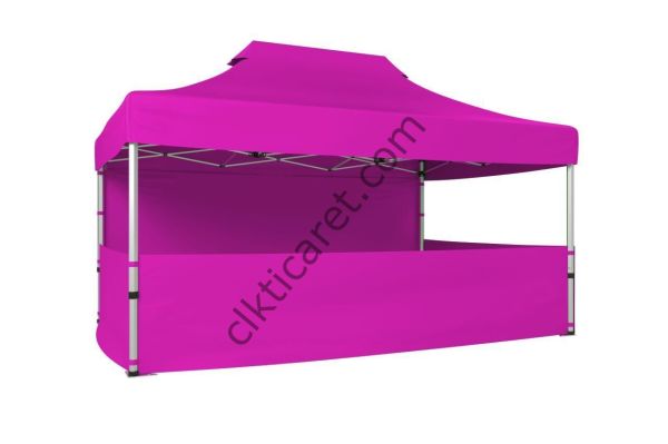 CLK 3x4,5 40 mm Katlanabilir Tente Gazebo Çadır Gazebo Çadır 1 Tam Duvar 3 Yarım Duvar Pembe