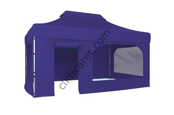 CLK 3x4,5 40 mm Katlanabilir Tente Gazebo Çadır Gazebo Çadır 2 Yan Pencereli 1 Yan Aksesuarsız 1 Yan Kapı ve Pencereli Lacivert